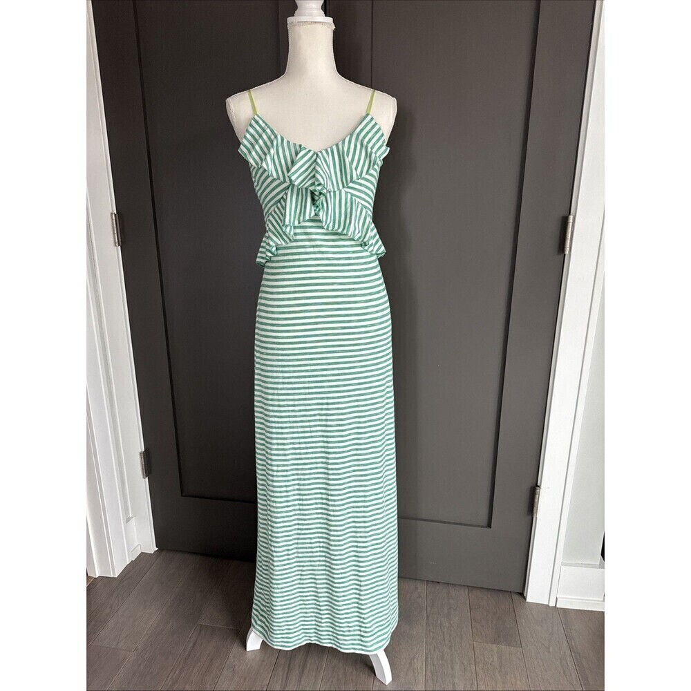 NWT Womens Size Large Nordstrom Max Studio Ruffle Front Sleeveless Maxi Dress